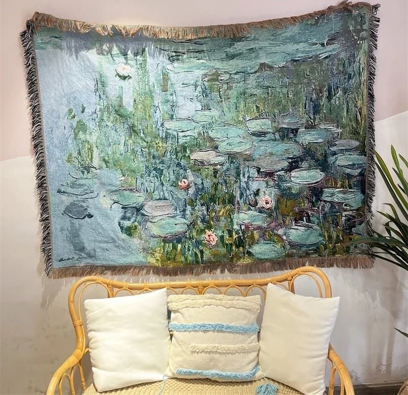 빈티지 아트 프린트 스로우 블랭킷 130x160cm