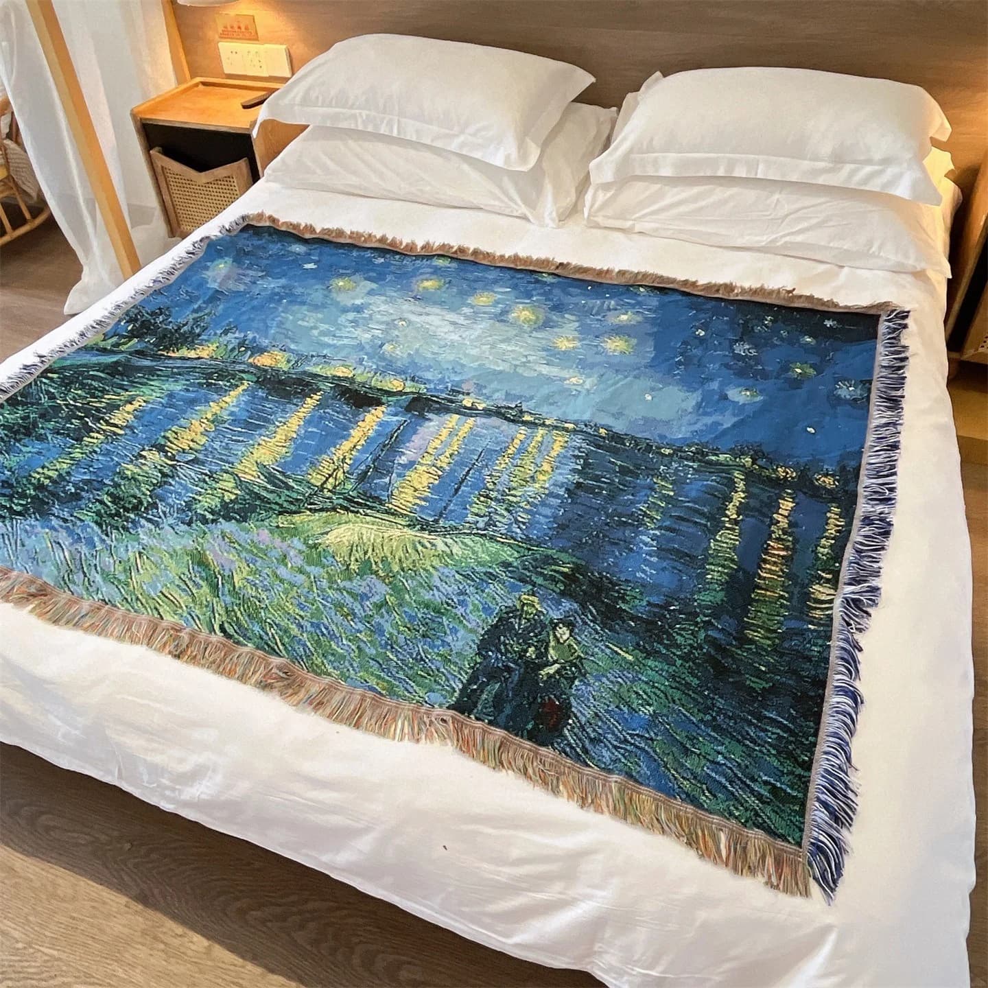 반 고흐 스타일 직조 스로우 담요 소파 침대 벽 장식용 130x160cm