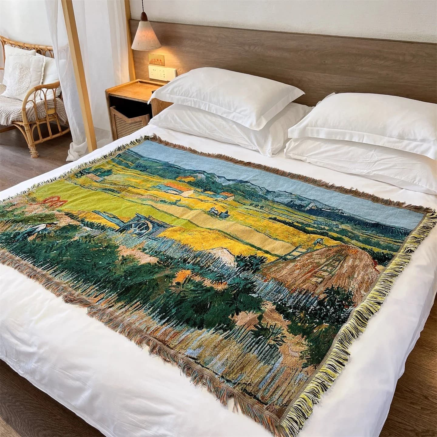 반 고흐 스타일 직조 스로우 담요 소파 침대 벽 장식용 130x160cm