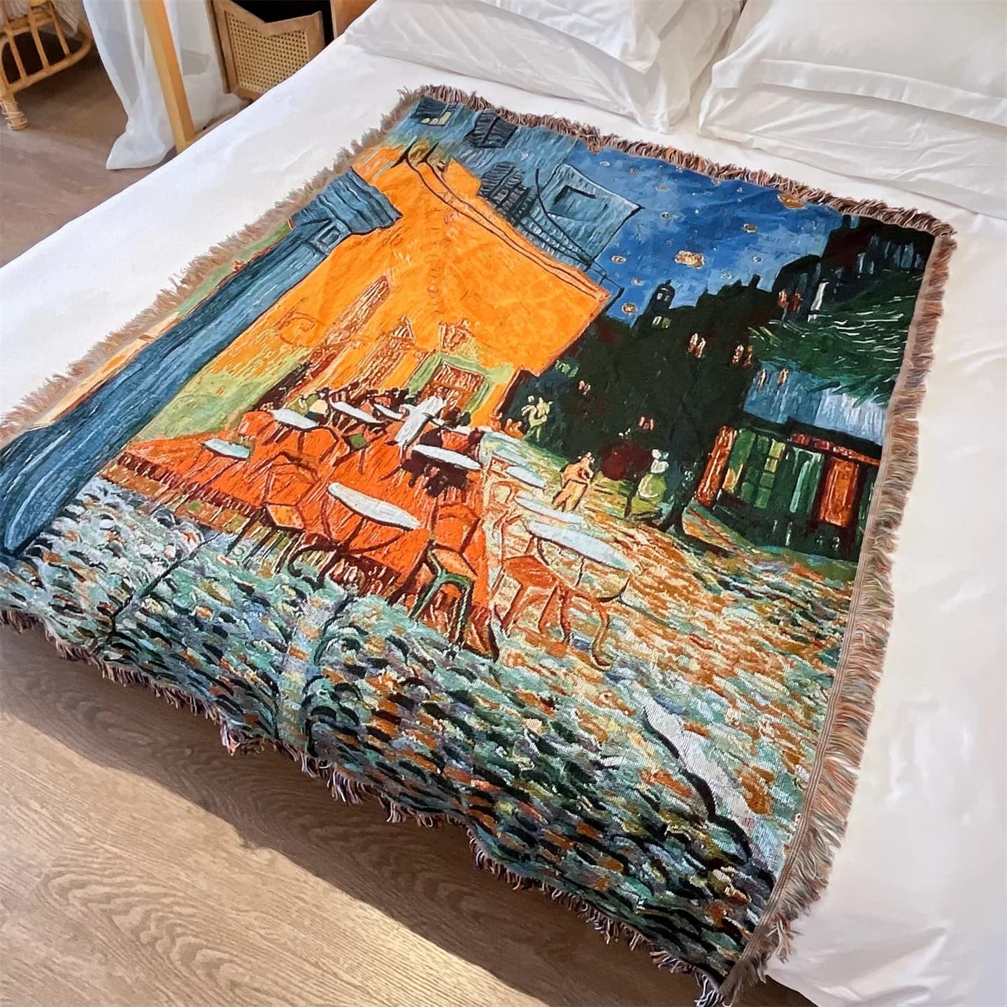반 고흐 스타일 직조 스로우 담요 소파 침대 벽 장식용 130x160cm
